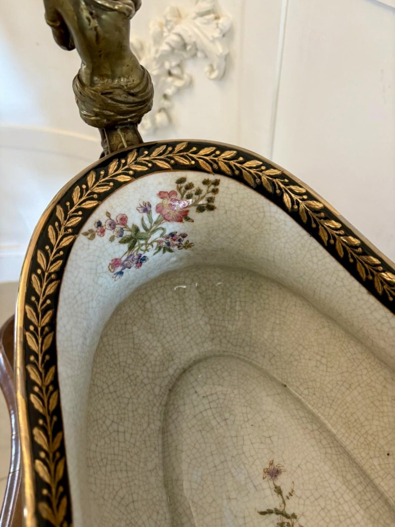 Large Antique Quality Porcelain and Brass Mounted Centrepiece - Image 5